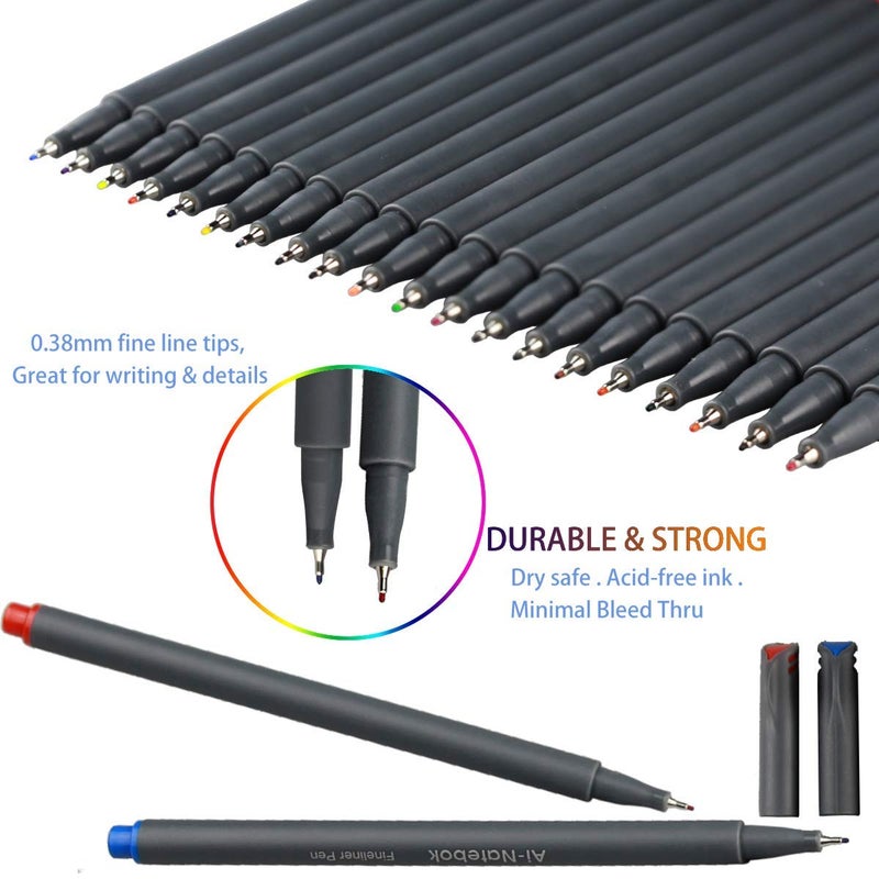 ai-natebok 36 Colored Fineliner Pens Fine Tip Pens Porous Fineliner Color Pens for Journal Planner Writing Note Taking Calendar Agenda Coloring Art School Office Supplies - Image 3